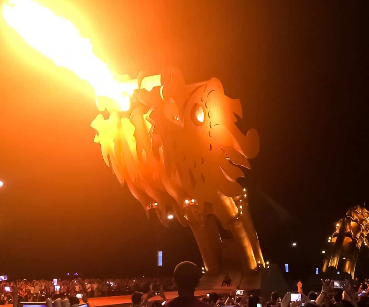 Da Nang's dragon breathing fire, shortly before drenching us all with it's water cannon!