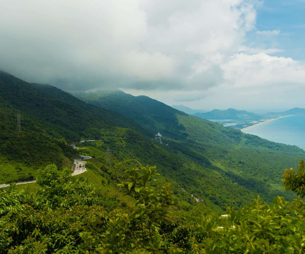 View looking north, to Hue, along the Hai Van Pass, Vietnam.