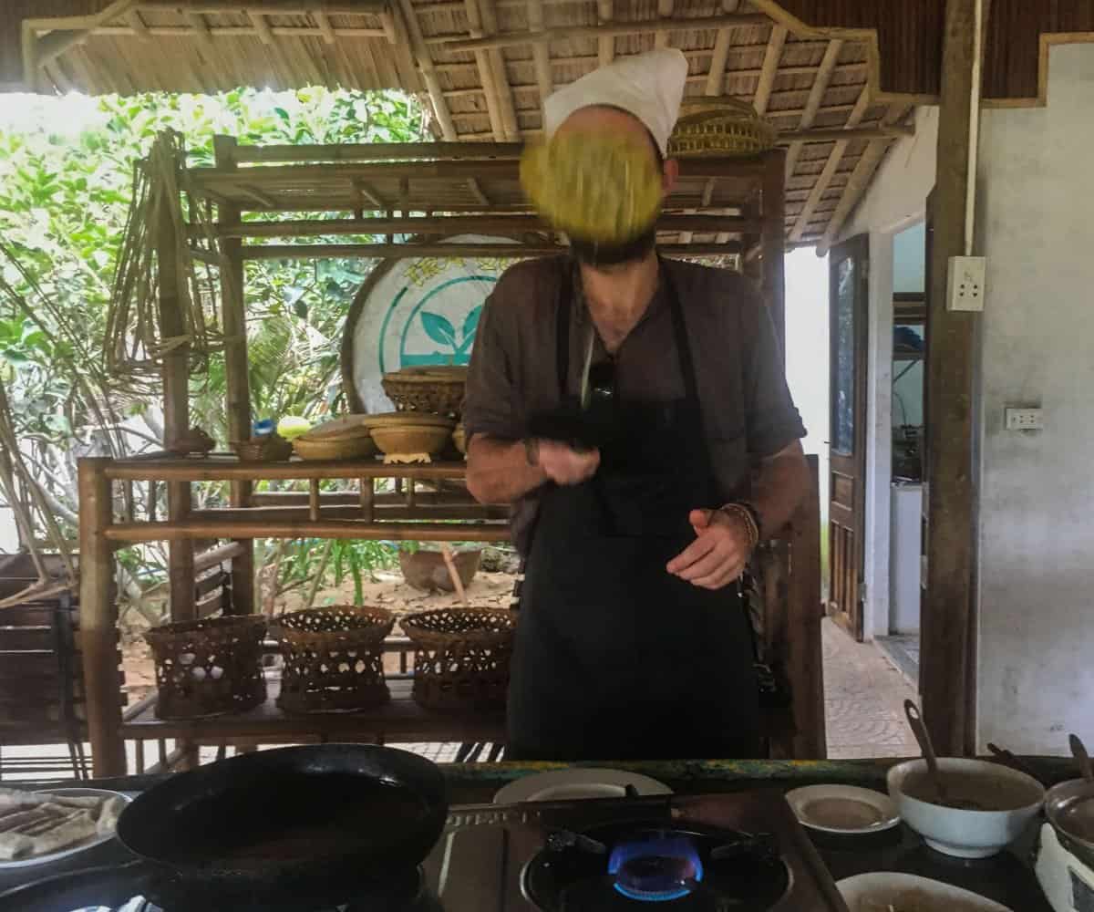 A well timed picture, cooking tour, Hoi An, Vietnam