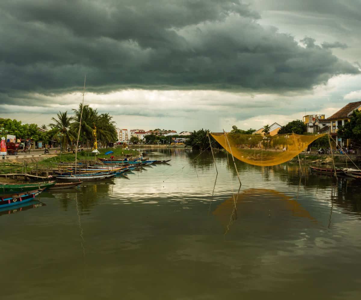 Looking up the river of Hoi An, Vietnam