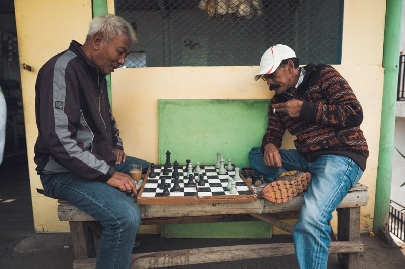 Locals playing chess in Indonesia