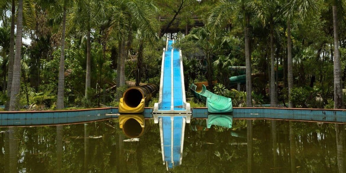 Abandoned water park slide, Hue, Vietnam.