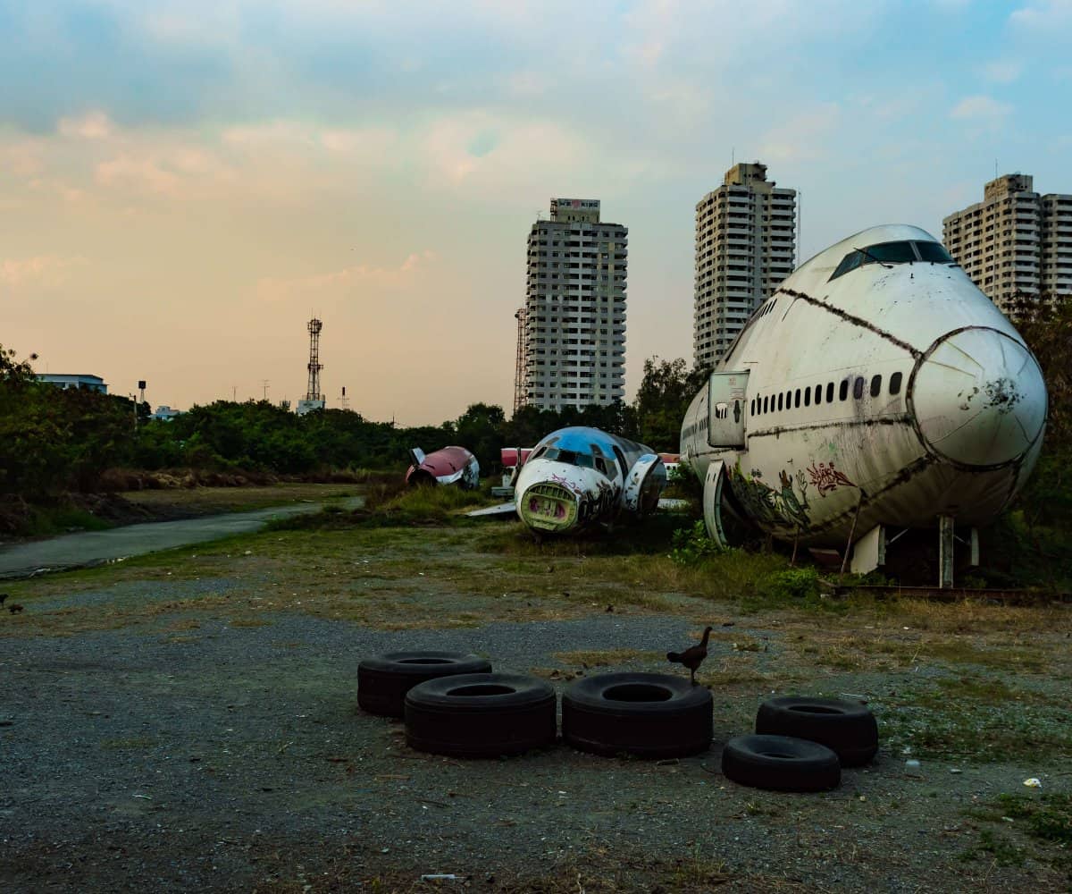 The entrance view of Bangkok's Plane Graveyard, Thailand.
