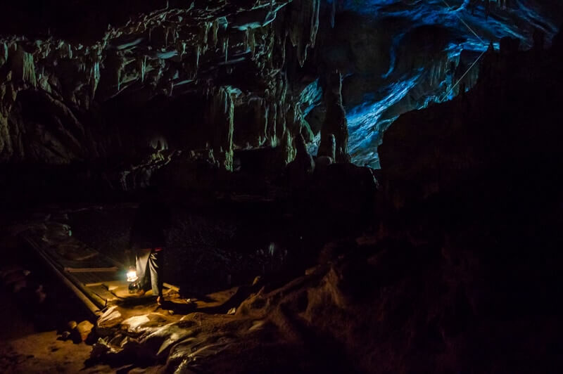This cave near Pai is extremely dark with uneven ground