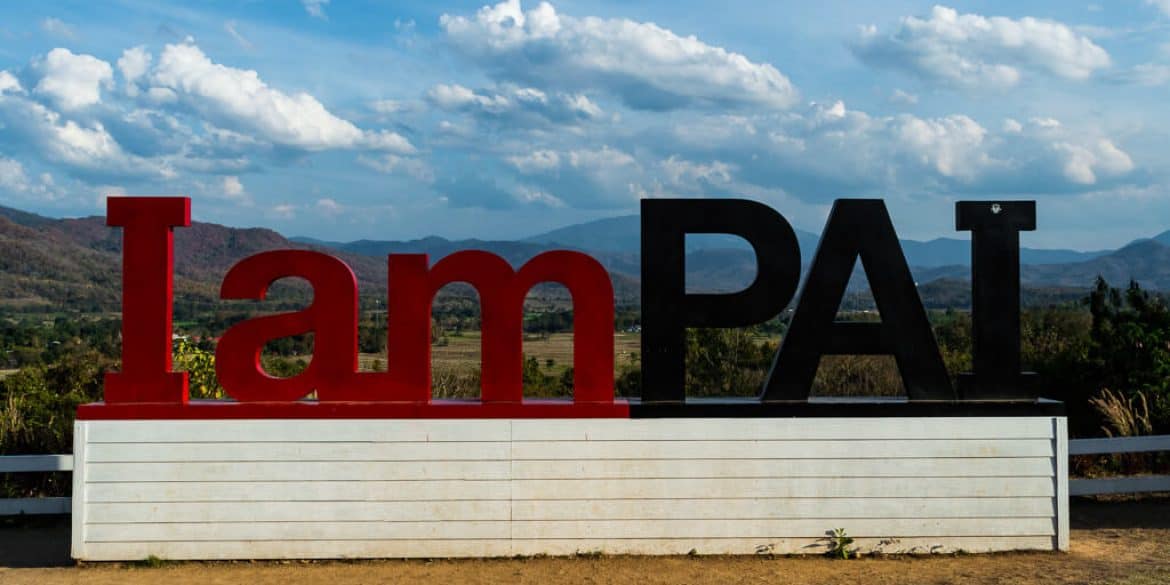 "IamPAI" sign that sits at the entrance to the beautiful town of Pai, not far from where I was thoroughly drug searched, Thailand