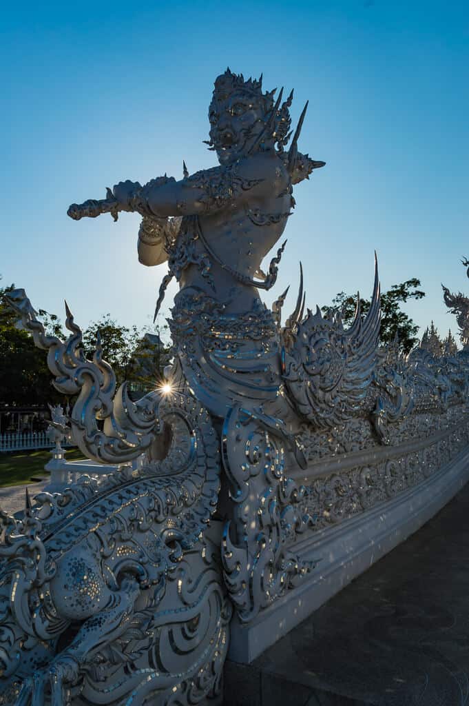 These majestic warriors along the bridge of Wat Ron Khun Temple, Chiang Rai, Thailand
