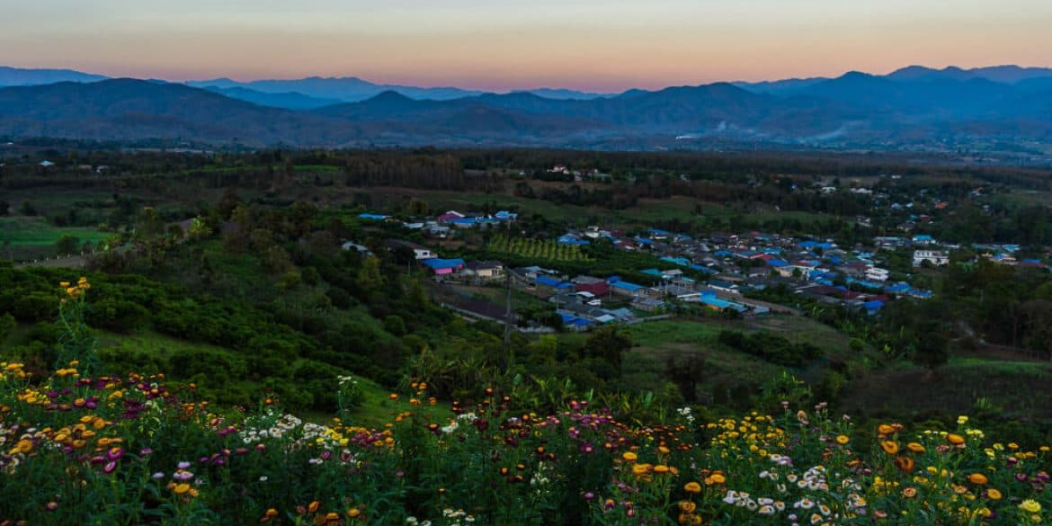 The stunning Yun Lai Viewpoint at sunset, just up the road from where I was offered marijuana just minutes after undergoing a thorough drug search, Pai, Thailand