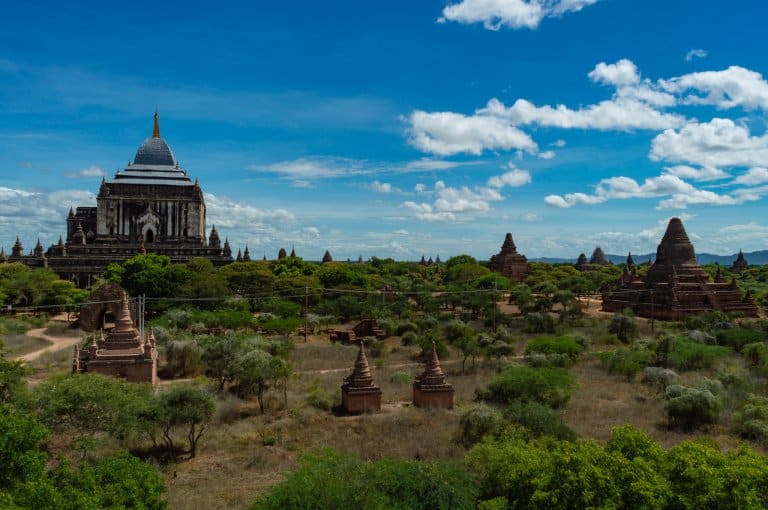 Temple littered vistas in Bagan, Myanmar