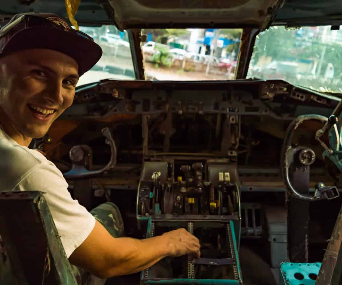 Inside a Bangkok Plane Graveyard cockpit, Thailand