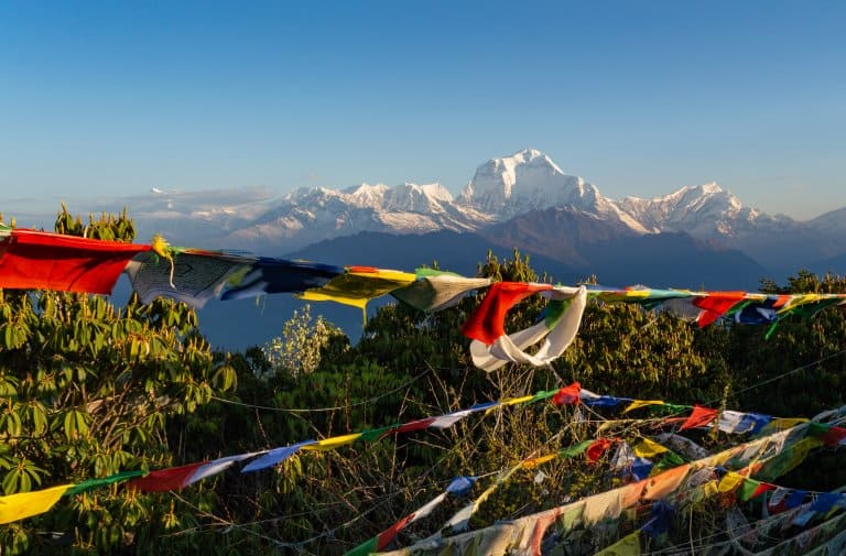 Ghorepani Poon Hill summit, part of the Annapurna range in Nepal