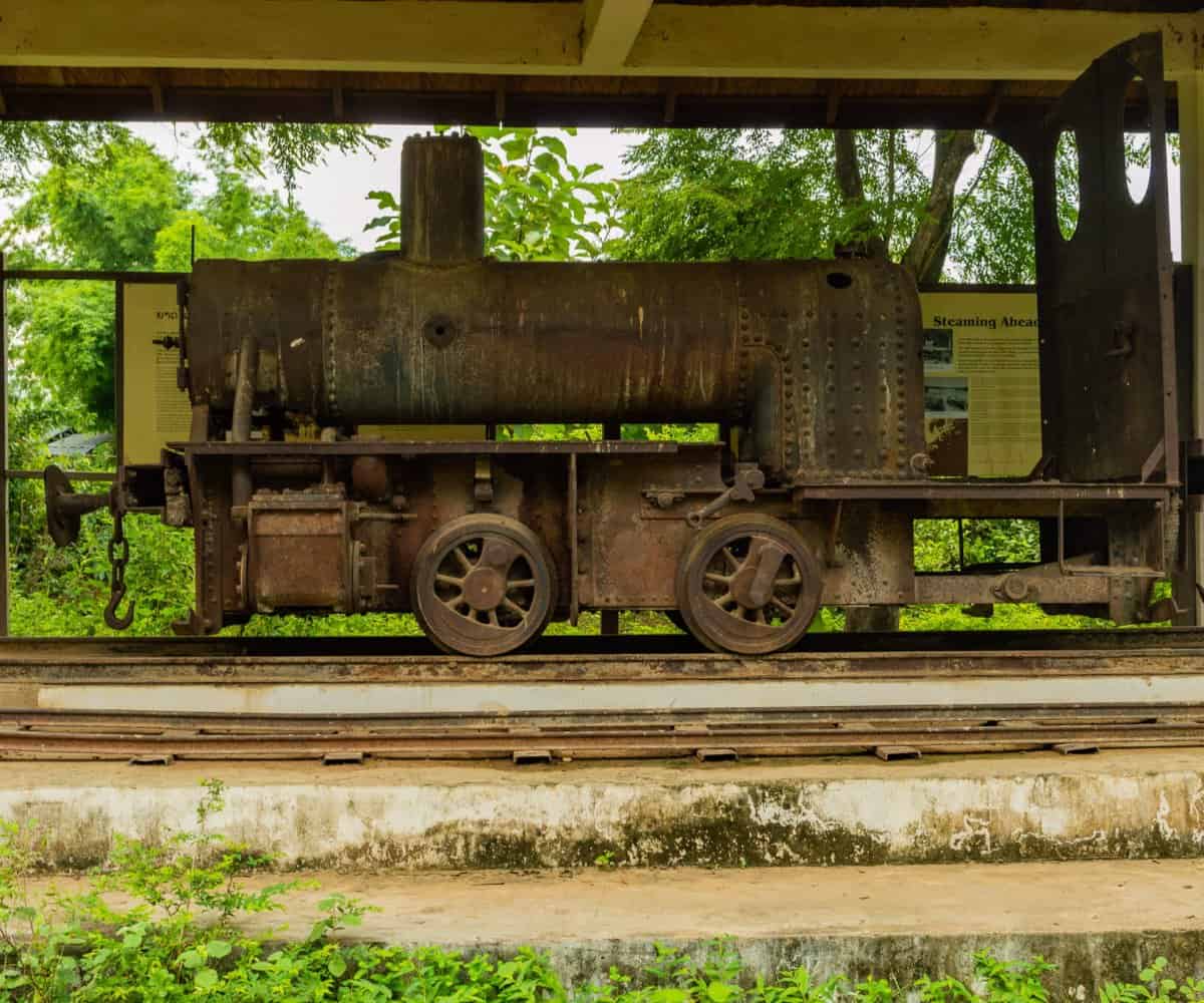 This train used to operate along tracks throughout Don Khon Island