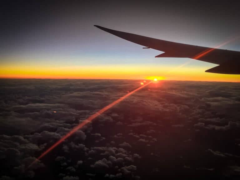 Sunset out of a plane window