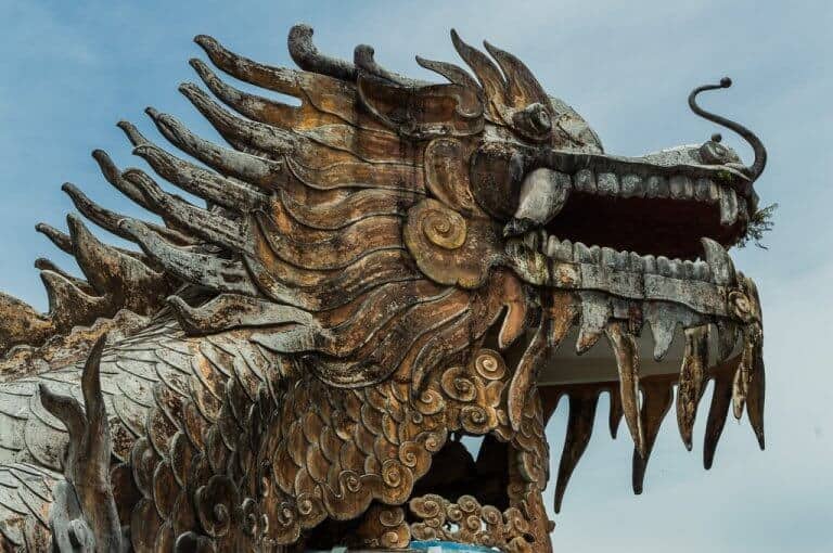 A close up of Ho Thuy Tien's dragon