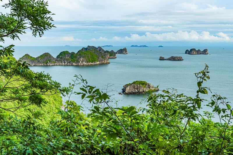 Viewpoint overlooking Cat Ba Island in Vietnam