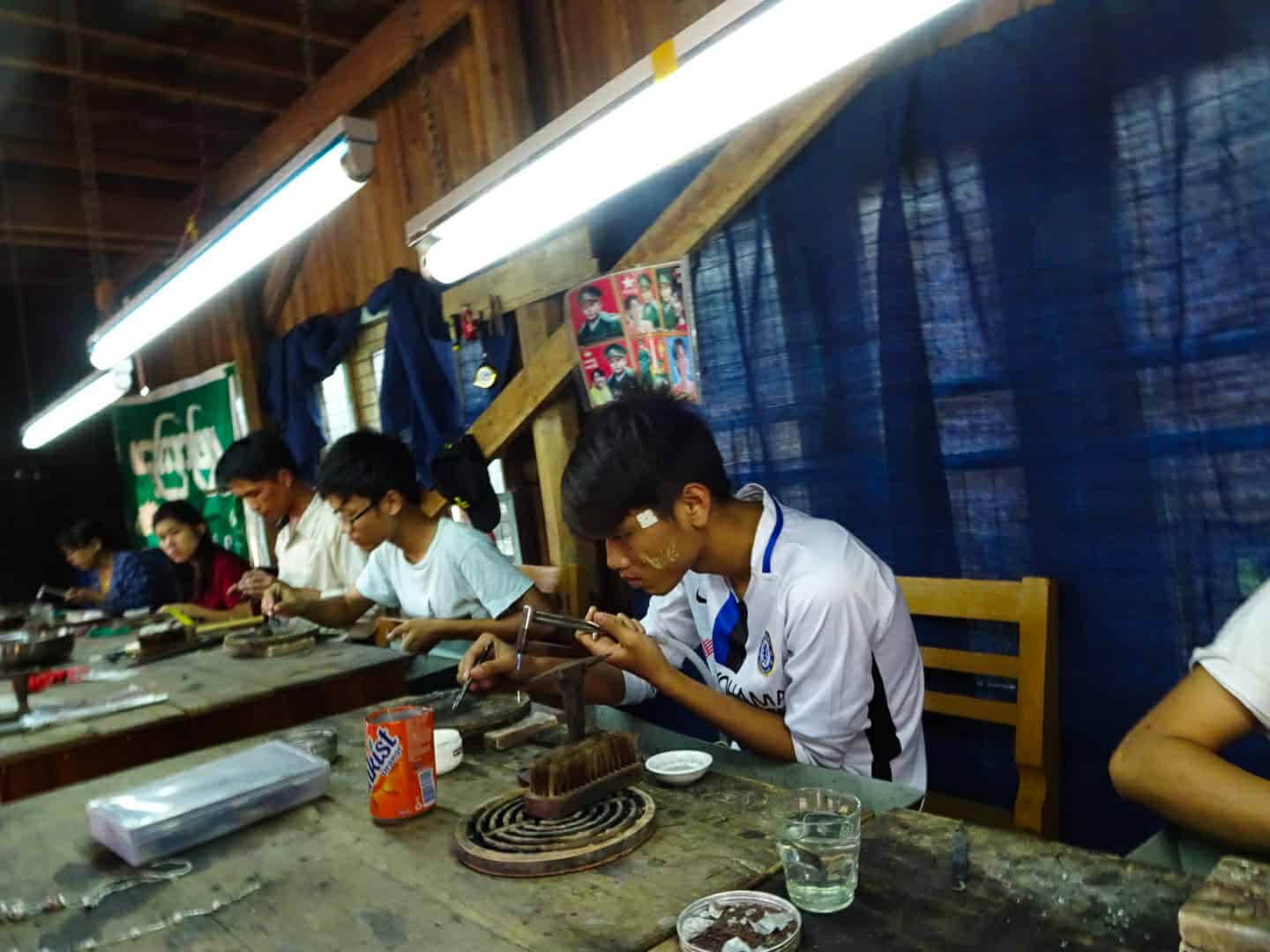 Local employees of a silver workshop, Myanmar