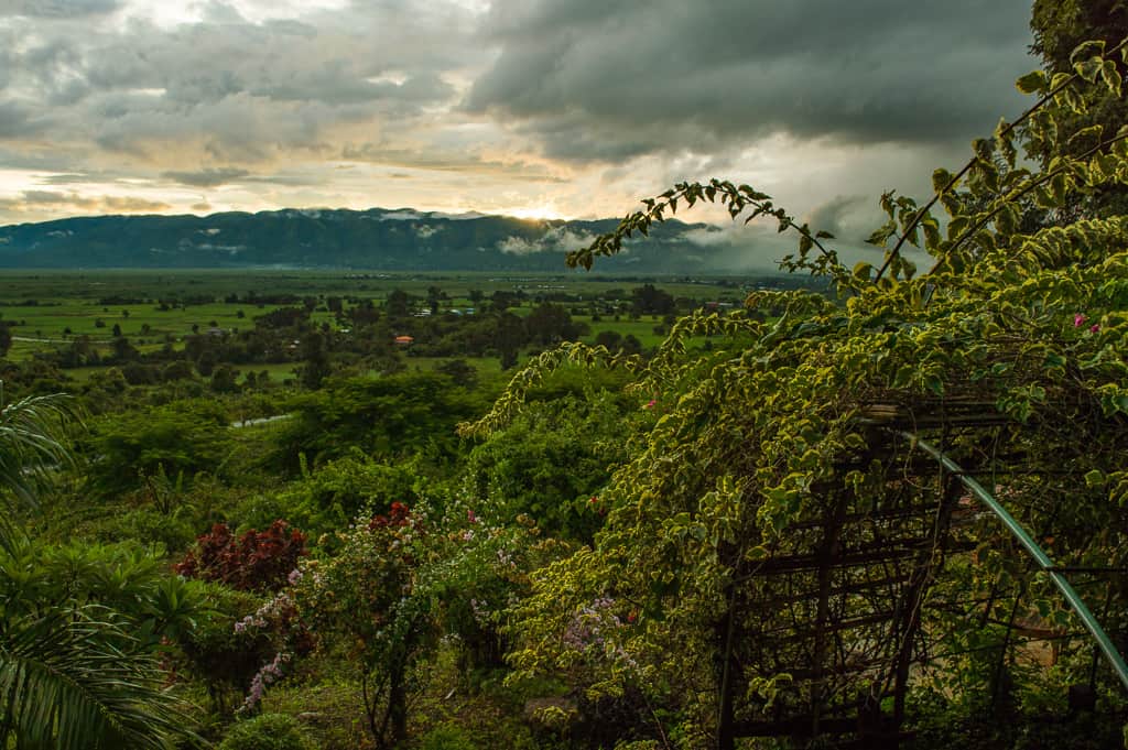 A storm rolling in through the Inle Lake valley, Nyaungshwe, Myanmar
