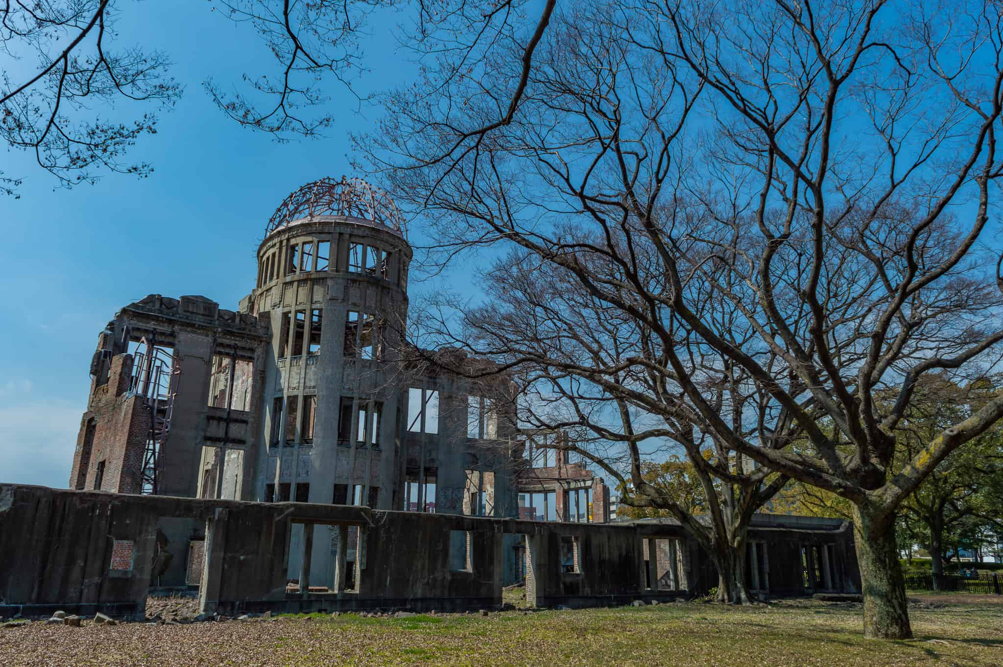 Genbaku Dome is the only building left standing within the atoic bomb's hypocenter