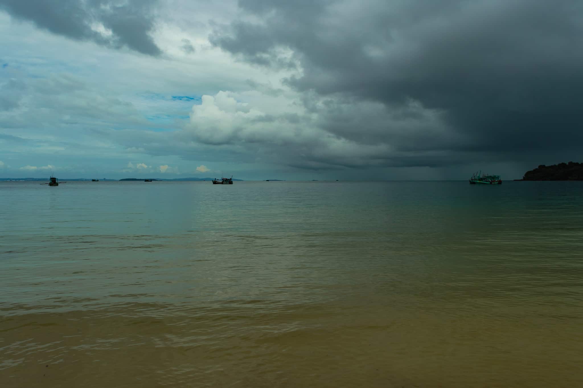 A monsoon storm approaches off the coast of Koh Rong Sanloem Island, Cambodia