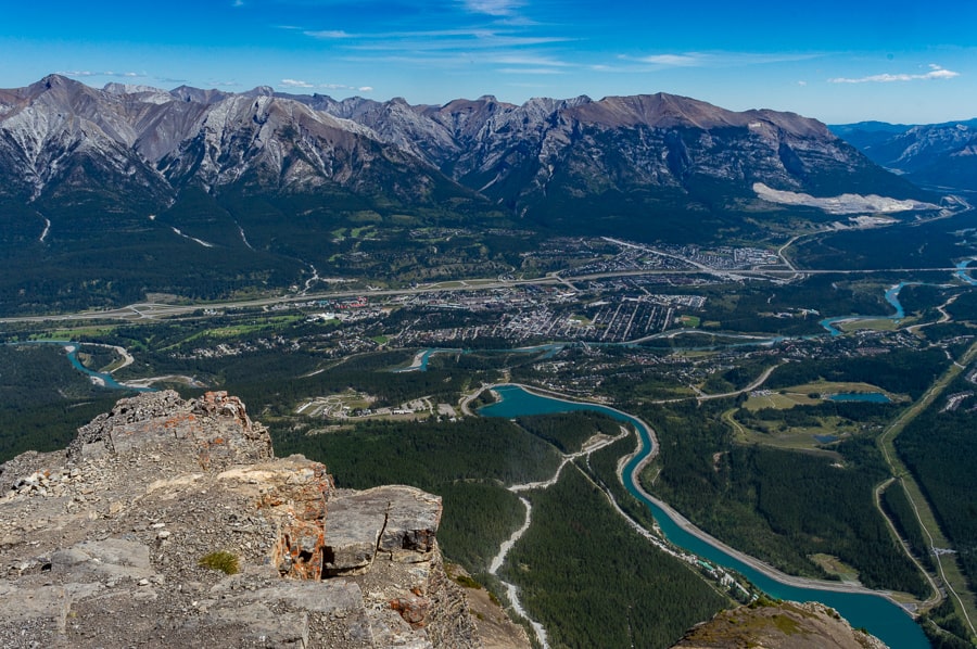East end of Rundle hike's viewpoint over Canmore