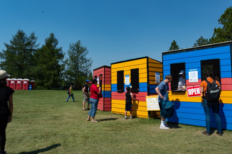 These colourful booths are an easy place to spot to buy tickets Edmonton's Heritage Days Festival