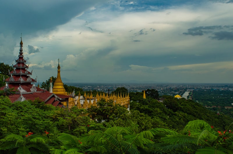 Mandalay Hill is a 240m climb, just outside the center of Mandalay, Myanmar