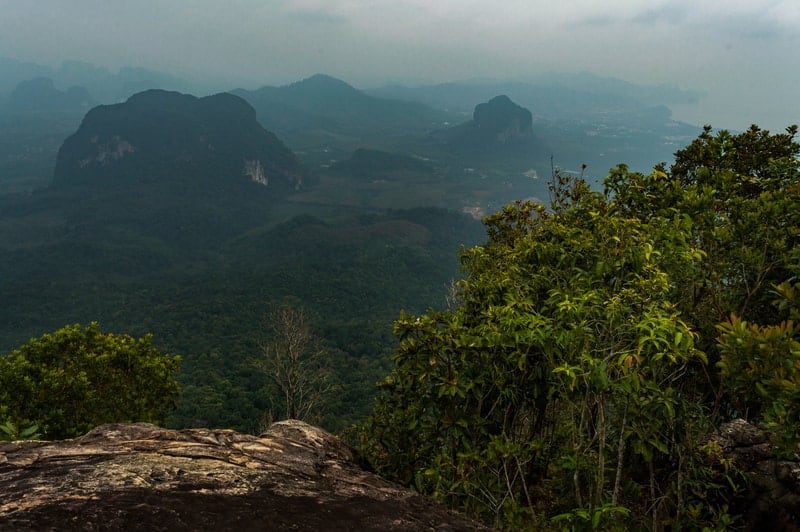 A hazy view from Tab Kak Hang Nak Nature Trail viewpoint, Thailand
