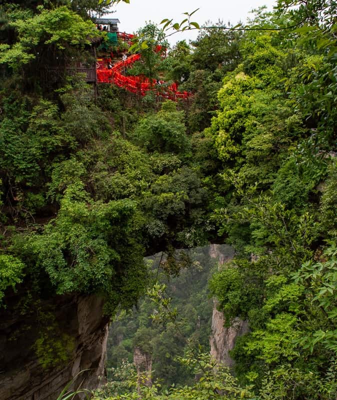Zhangjiajie's Natural Bridge - not the orange structure, but below there is a huge chunk of earth missing