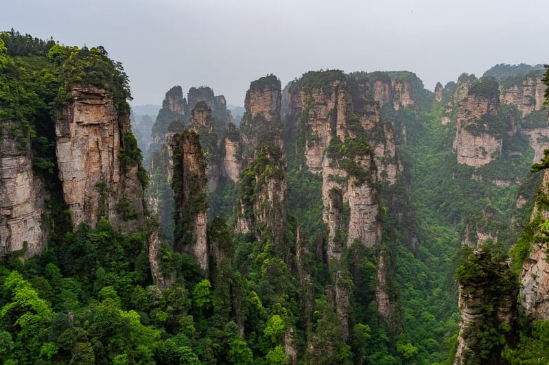 Steep peaks around Zhangjiajie National Forest Park, China