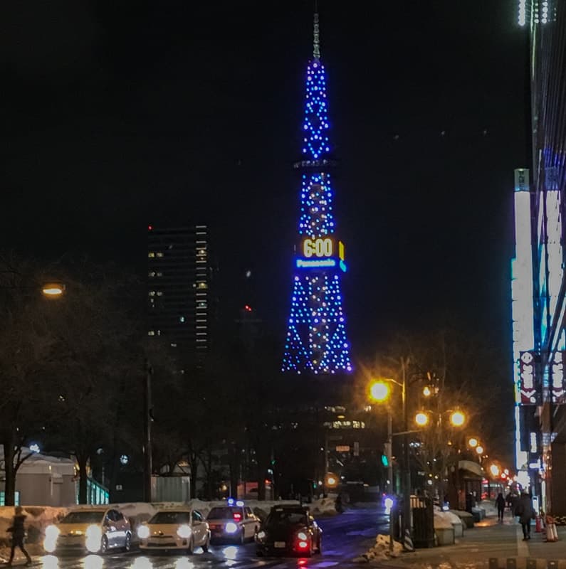 Sapporo's TV Tower is a great place to visit at night