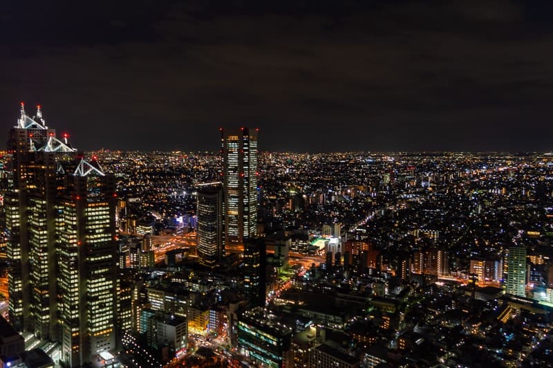 Tokyo Metropolitan Building night time view, Japan