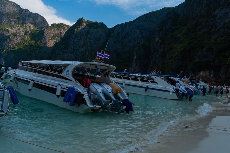 Speed boat was one of the most common ways tourists would visit Maya Bay in Thailand