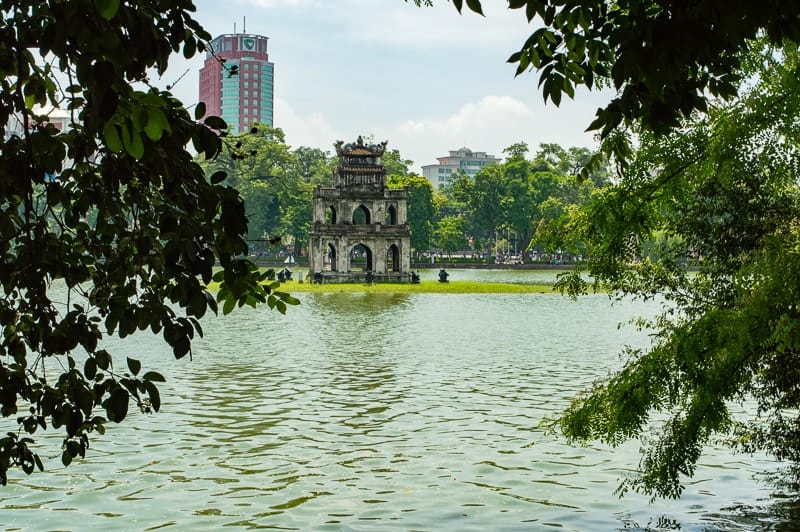 Hoan Kiem Lake is in Hanoi and visiting in the day time is so different from the night! 