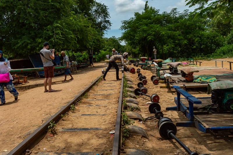The Bamboo Train of Battambang was once set up and taken apart multiple times per day