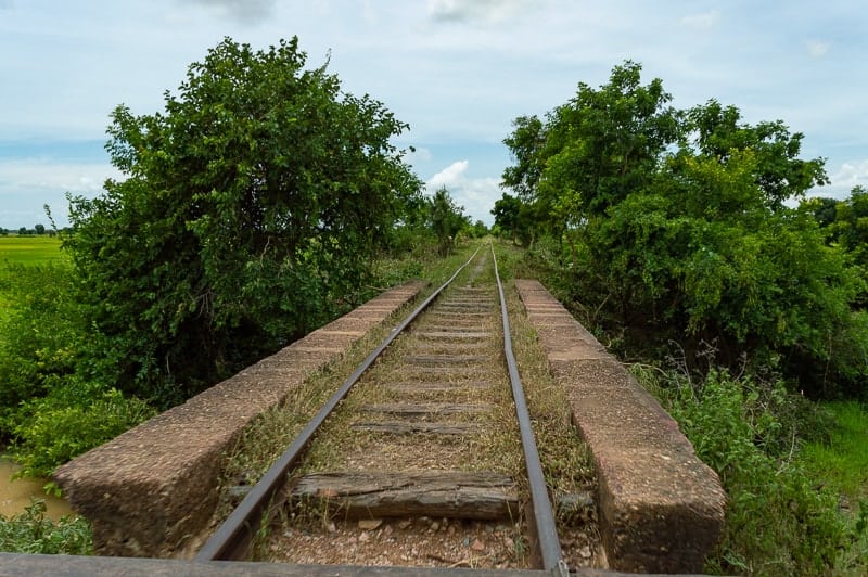 The Old Bamboo Train of Battambang was secluded and went fast along the single track