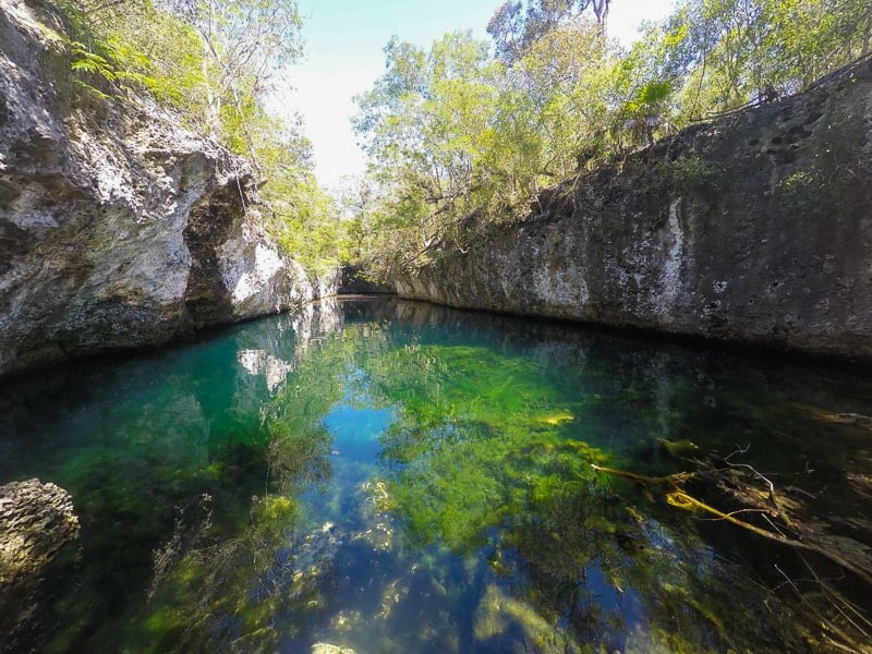 Swimming in a cenote near Playa Giron
