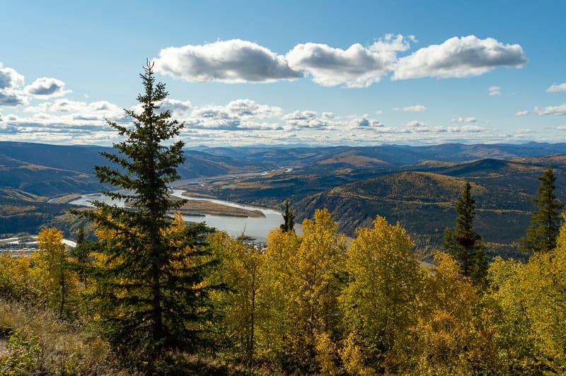Viewpoint over Dawson City from the Midnight Dome Lookout