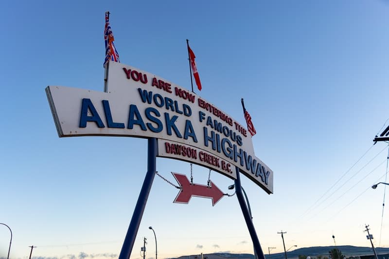 Driving the Alaska Highway sign road trip from Canada