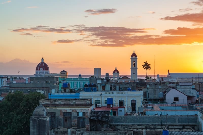 Sunset in Cienfuegos can be beautiful if you get up off the streets a little