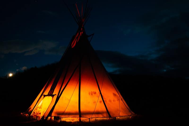 Staying overnight in a teepee in northern Canada road trip