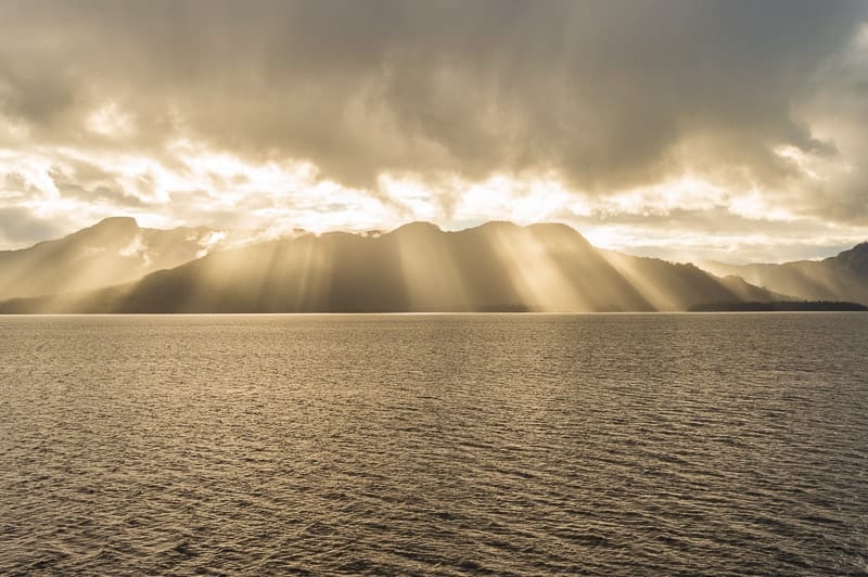 Sunset on the Inside Passage Ferry from Skagway to Prince Rupert