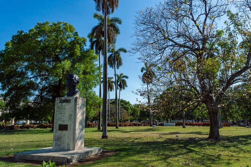 Walking through historic parks in Central Havana