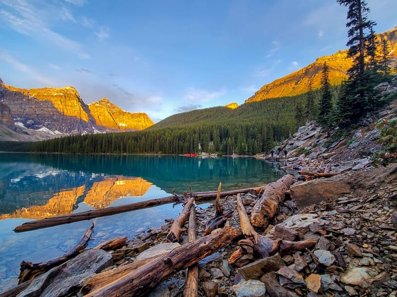 What are the best ways to get to Moraine Lake for hiking and sunrise