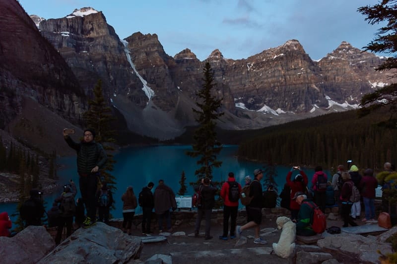 Visiting Moraine Lake for sunrise hiking 