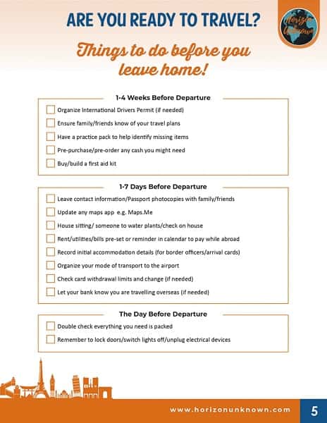 Are you ready to travel checklist PDF - what to ask yourself before you leave home