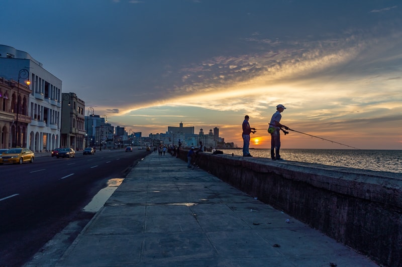 Havana sunset along the shoreline