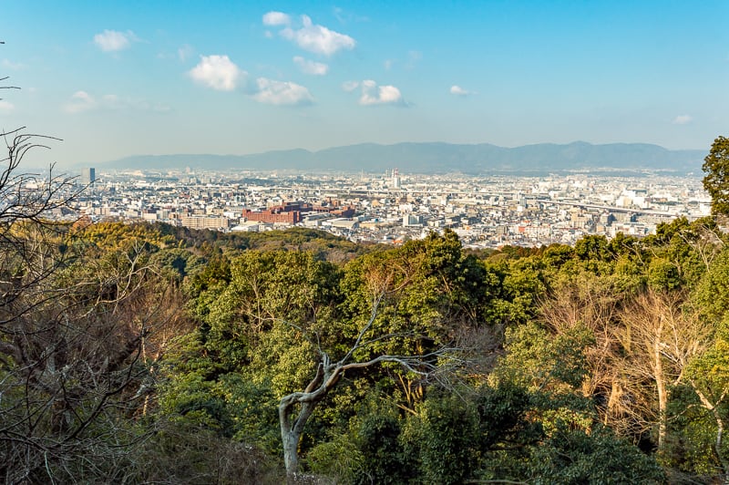 The viewpoint from Mount Inari, home to Fushimi Inari Shrine in Kyoto
