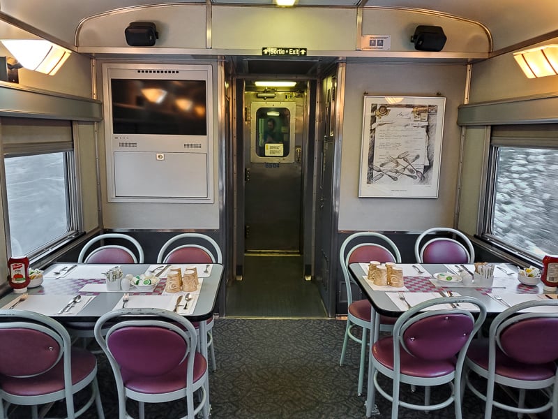 What facilities are on the overnight train to Churchill