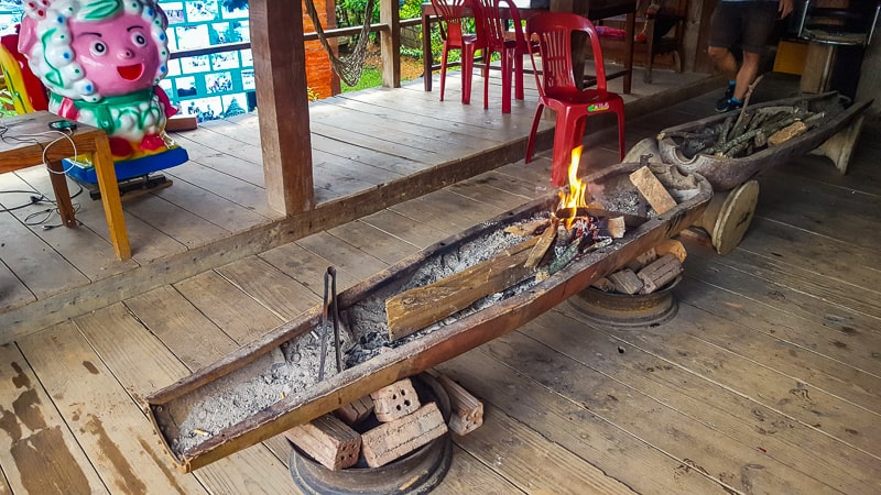 A fire in a missile shell in a Laos hostel