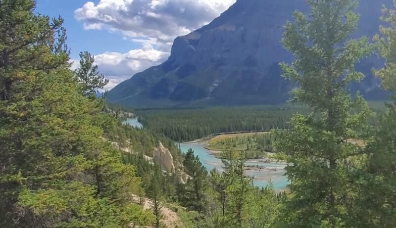 Viewpoint overlooking the Banff Hoodoos in Alberta