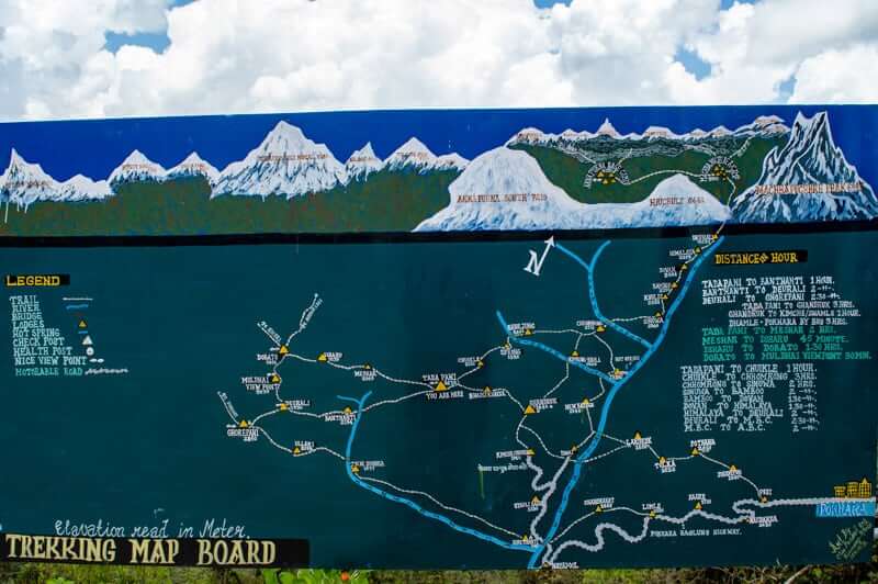 Annapurna Circuit Loop Map near Pokhara
